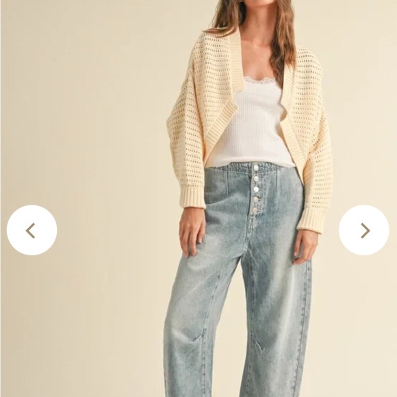 NWT Miou Muse Cream Open-Knit Cardigan - Picture 3 of 11